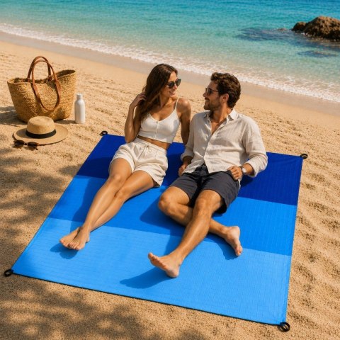 Mata plażowa koc piknikowy piaskoodporny 200x210 cm, wodoodporny XXL MATA13