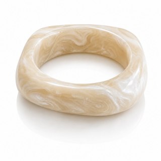 Modowa bransoletka, kanciasta obręcz z żywicy, cieniowana kremowa 20mm B550
