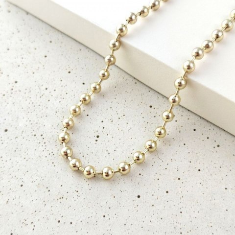 Naszyjnik stal szlachetna pozłacana 14k złotem, kuleczki 6mm NST2361