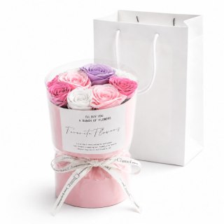 Flower box, bukiet zapachowych kwiatów mydlanych w pudełku fiolet 10szt. BUK27F