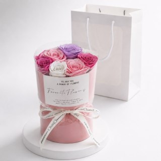 Flower box, bukiet zapachowych kwiatów mydlanych w pudełku fiolet 10szt. BUK27F
