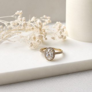 Pierścionek stal chirurgiczna platerowana 14k złotem, zaręczynowy, biała cyrkonia PST1019, Rozmiar pierścionków: US6 EU11