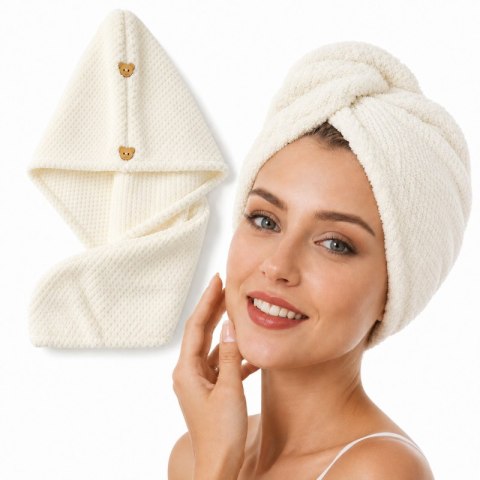 Ręcznik, kapturek, turban do włosów, bardzo chłonny, biały 65x25 cm REC60B