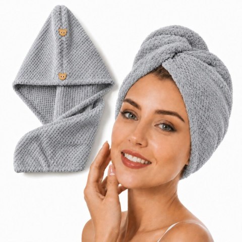Ręcznik, kapturek, turban do włosów, bardzo chłonny, grafit 65x25 cm REC60GRAF