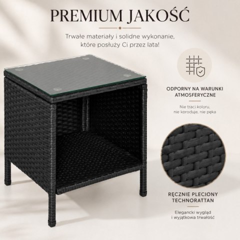 Zestaw mebli ogrodowych 3w1 Stolik+ 2 fotele imitacja rattanu, czarny SC13