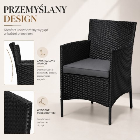 Zestaw mebli ogrodowych 3w1 Stolik+ 2 fotele imitacja rattanu, czarny SC13