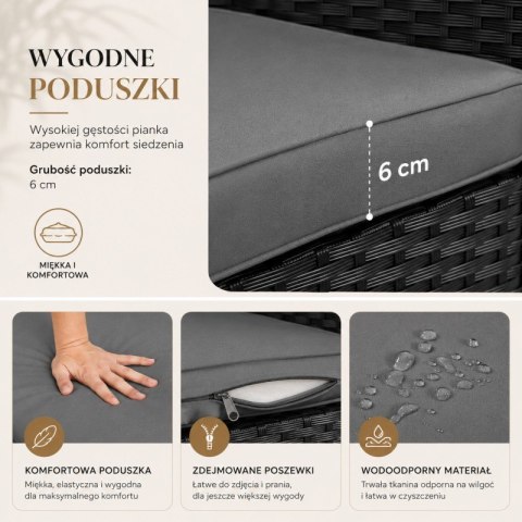 Zestaw mebli ogrodowych 3w1 Stolik+ 2 fotele imitacja rattanu, czarny SC13